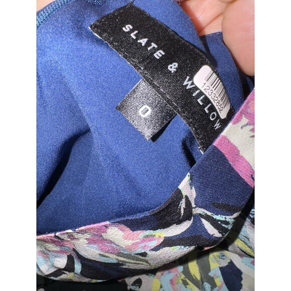 Slate & Willow Mixed Floral Printed Mini Dress Sz 0 100% Silk - Picture 5 of 5